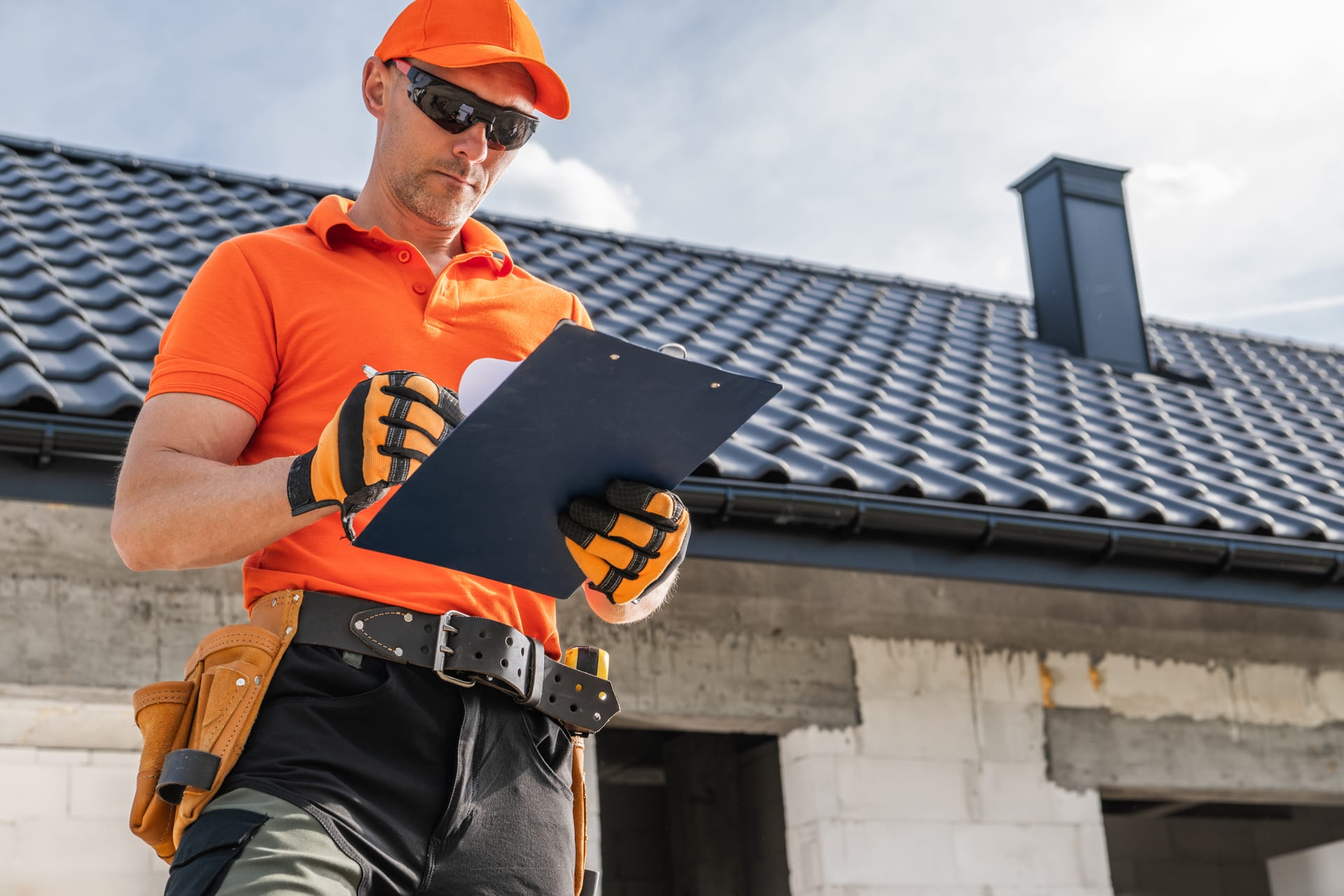 Best Florida Roofing inspector checking a tile roof in Florida