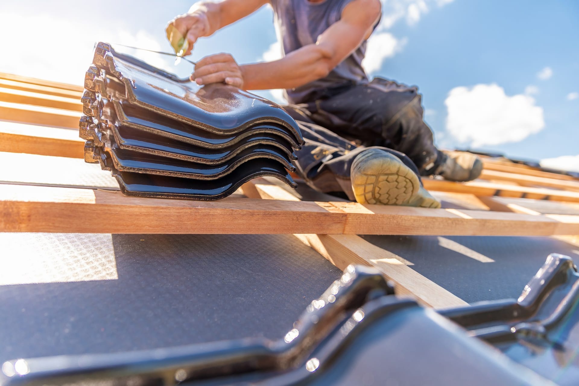Tile roof installation on a sunny Florida day by Best Florida Roofing